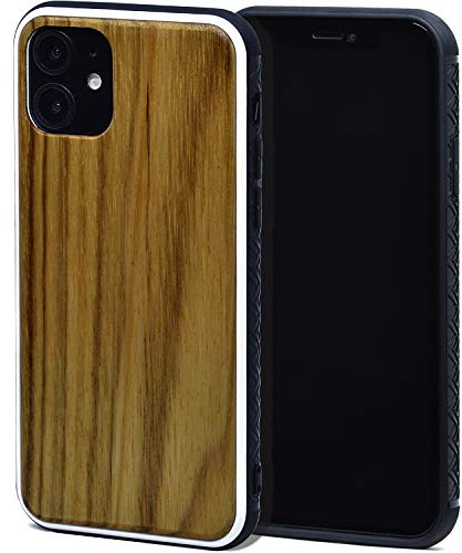 Wooden Case for iPhone 11 with Shock Absorbing Anti-Slip TPU Bumper and Zebra Wood Backside GOWOOD