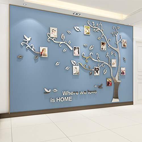 Tree Wall Stickers 3D DIY Tree Wall Decal Art Murals Large Family Photo Frames Tree Decoration for Living Room Bedroom Restaurant Home Decor