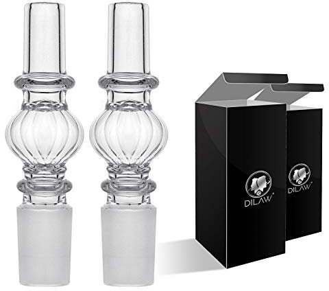 DILAW® Shisha Glas Schlauchadapter 18/8 Schliff Universal Hookah Wasserpfeife Zubehör, Menge:2er Pack, Farbe:Transparent