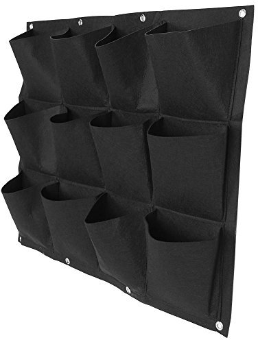 Ymiko Fioriera da Parete Verticale 12 Tasche in Feltro Traspirante con Drenaggio Automatico per Interni Esterni per Giardino Urbano, Coltivazione Domestica, Decorazione Moderna