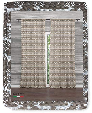 Tex family Tenda tendaggio Digitale 3D confezionata Made in Italy Misto Lino Maglia Tirolese Beige cm. 160x300