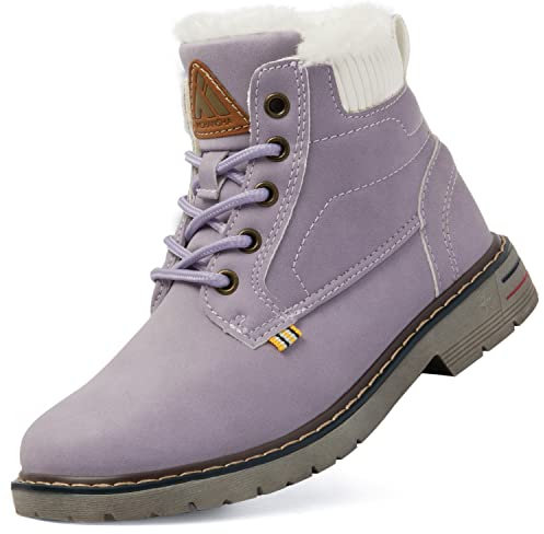 Mishansha Scarpe Inverno Bambino Scarponcino da Neve Ragazze Ragazzi Fodera Calda Scarpe Stivaletti Invernali con Imbottitura Calda Unisex, Viola 34
