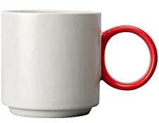 BY ON Cup Noor, Grau/Rot, Kaffeetasse, Teetasse, Hergestellt aus Porzellan, Design Tasse, Porzellan Tasse, Retro Vintage Design, Erhältlich in mehreren Farben