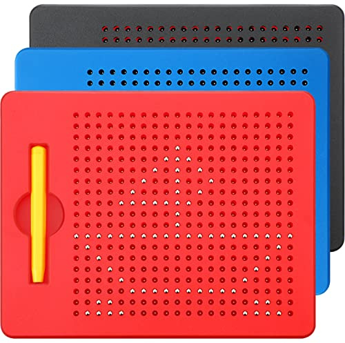 Yexiya 3 Pcs Magnetic Drawing Board for Kids, Toddler Travel Drawing Kit Magnet Sketch Thread Board with Stylus Pen and Beads Toy for Child Quiet Time Activities (7 x 8.5 Inches,Multicolor)