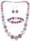 Bulinlin Perlen Damen Schmuck Set Silber Choker Halskette Ohrringe Creolen Statement Modeschmuck Weihnachtsgenchenke für Frauen(Purple)
