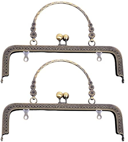 WANGCL Geldbörsen-Verschlüsse mit Metallrahmen, für Taschen, Münzgeldbörsen, für Taschen, Bastelarbeiten, Retro, Bronze, 2 Stück