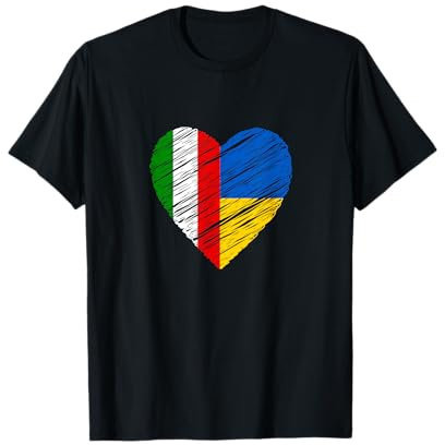 Ucraina Italia Cuore Bandiera Italiana Bandiera Ucraina Amore Cuore Maglietta