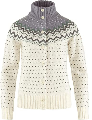 Fjallraven Damen Winter Cardigan mit V-Ausschnitt, Langarm, Orange, Strick, Groß, DE, Pullover