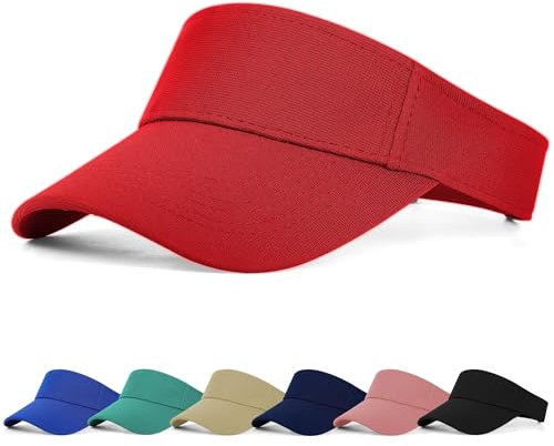 FCHUI Sun Visor Cap - Women Ponytail Baseball Cap for Women and Ladies, Long Peak Thicker Sweatband Adjustable Hat for Golf Cycling Fishing Tennis Running Jogging Visor Hats for Men (Red)