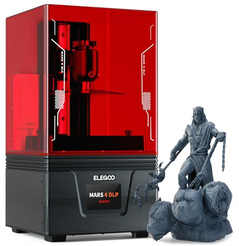 ELEGOO Mars 4 DLP 3D-Drucker, Desktop Harz 3D-Drucker mit ultraleisem Druck, 20000+ Stunden Lebensdauer und extrem niedrigem Stromverbrauch, Druckgröße von 132.8x74.7x150mm/5.22x2.94x5.9 Zoll
