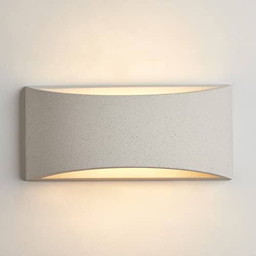 Large Indoor Modern Ceramic Art Deco Wall Light, Up and Down with Concrete Finish, G9 Bulb Cap (Bulb NOT Included), Ideal for Living Room, Kitchen, Bedroom, Hallway, Hotel, B&B