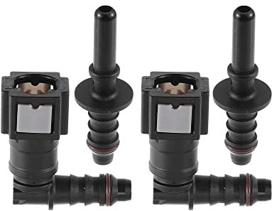 A ABSOPRO 2 x Kraftstoffleitung Verbinder Schlauchkupplung 90 Grad Schnellverschluss für Verbindungsstück Kraftstoffschlauch 6,3mm