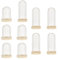 nbeads 10 Pcs 2 Tailles Mini Dôme en Verre avec Base en Bois, Cloche en Verre à Dôme en Verre Mini Fleur Éternelle Verre à Haute Résistance avec Cloche en Bois, Base en Bois de Décoration de Bureau