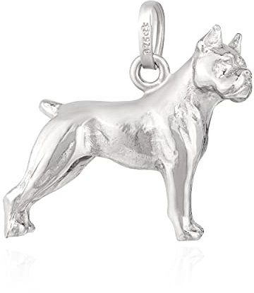 NKlaus Kettenanhänger Boxer mit Schlaufe 925 Silber Silberanhänger glanz 3D rhodiniert 13747