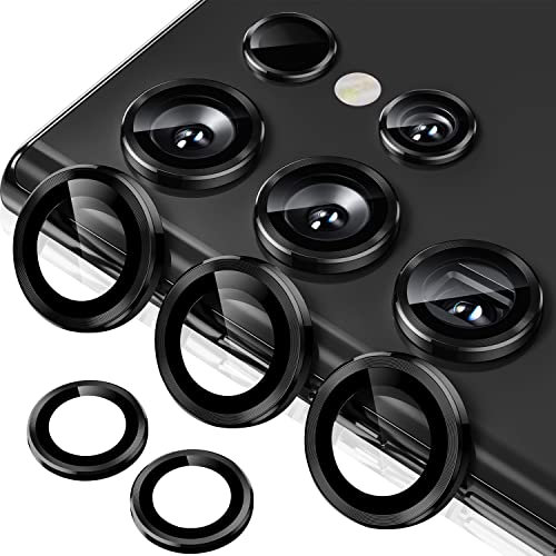 MiRowy Caméra Arrière Protecteur pour Samsung Galaxy S23 Ultra 5G, Couverture Anneau Individuel en Métal en Verre Trempé 9H, Protection Objectif Caméra pour Samsung Galaxy S23 Ultra 5G - Noir