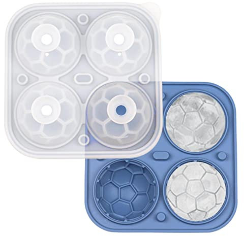 MILEVO Ice Lolly Ice Cream Mould,Football Ice old - Reusable Silicone Ice old Slow elt & Leak Free | Craft Ice Crea olds for Gae Day, Perfect for Whiskey, Cocktails, (Color : Dark Blue Football)