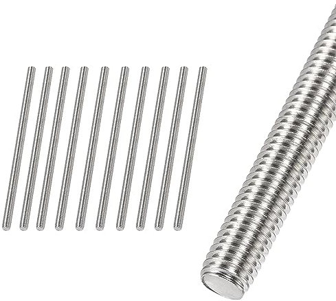 HiPicco M3 x 100mm Fully Threaded Rod & Studs, 304 Stainless Steel Right Hand Threads Rods, M3-0.5 Thread Pitch for Anchor Bolts, Clamps, Hangers and U-Bolts 10pcs