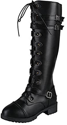 NUSGEAR 2023 Botas altas Mujer, Moda Botas plataforma hasta la Rodilla Holgadas Otoño Invierno Elegante cordón Botas de tacón bajo Botas de Jinete Fiesta Antideslizante Casual Cómoda Zapatos
