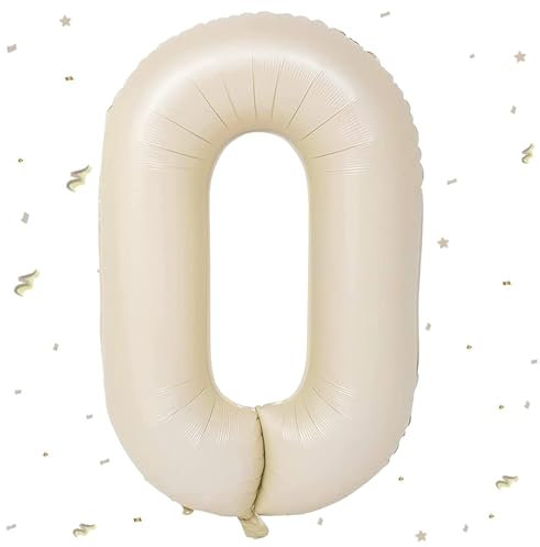 Beige Luftballon 0,Zahlen Luftballon Beige, 40 Zoll XXL Creme Weiß Folienballon 0. Sandweiß Zahlenballon 0 Helium Ballon, Luftballon 0. Geburtstag für 0 Jahre Geburtstagsdeko Kinder Junge Mädchen