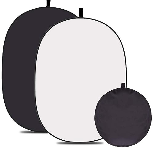 XPAISYQC 5X3.3 ft(1.5mX1m)2 in 1 Polyester Black White Chromakey Backdrop | Collapsible Pop up Portable Background with Carrying Bag, for Photo Studio Video Live Streaming Game Portrait Interview