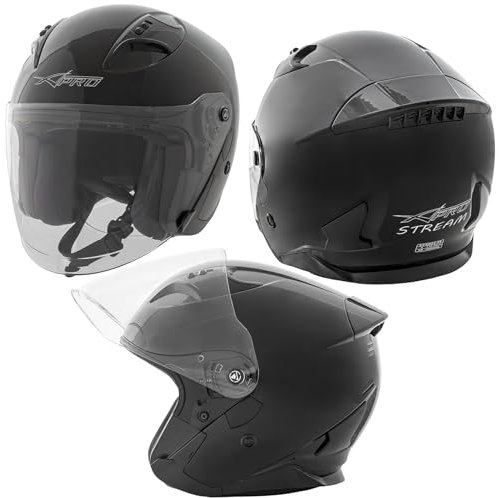 Casco Jet Moto Aperto Visiera Scooter Antigraffio Urbano ECE 22-06 Nero M