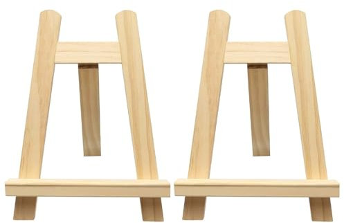 Logei Mini Staffelei klein, 2 Stück Mini Holzstaffeleien Kleine Tischstaffelei Tisch Tafel Dreieck Holz Stand, Staffelei Bilderrahmen Halterung für Desktop Gemälde Display Fotos (20 x 15cm)