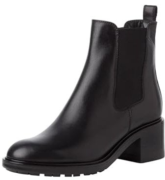Tamaris Damen Chelsea Leder Blockabsatz bequem; BLACK, EU 38