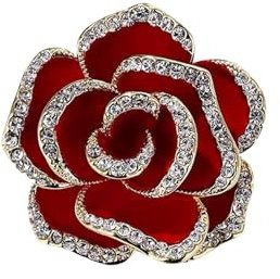 Anstecknadel, rostfreie Brosche für Damen, Strass, Kamelie, farblich passend, rutschfest, verschleißfest, Kragendekoration für Anzug, Mantel, Kleid, Hut, Rot
