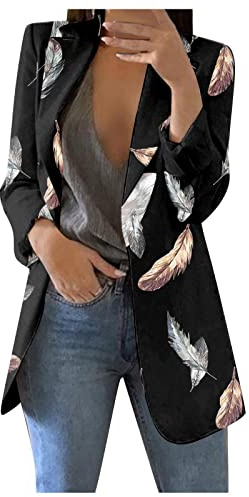 SCBFDI Manteau Femme Plus Size Gala Coktail A Manches Longues Business | Rayure Col Revers Minceur Souple