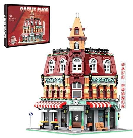 barweer Mini Steine Klemmbausteine City Café Store Set,Haus häuser House Architecture, MOC Modular Buildings für Erwachsene (1950 Teile)
