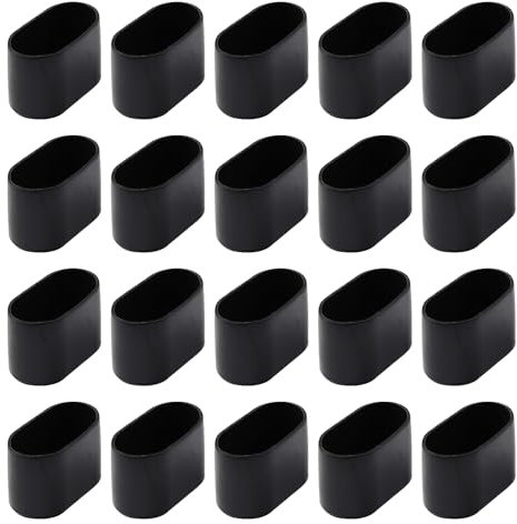 Lot de 20 capuchons de protection ovales pour pieds de chaise de jardin - Accessoires de protection pour pieds de chaise - Noir