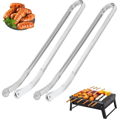 HYDTQCL Pince Barbecue Roulette, 2 Pièce 38CM Pince Saucisse Barbecue Roulette, Pince a Barbecue a Roulette, Pince Magique Barbecue pour Griller, Cuisiner