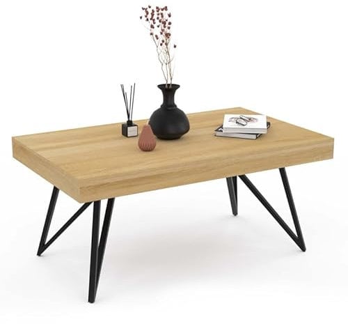 IDMarket - Table Basse rectangulaire Adele Pieds croisés 100 cm Bois et Noir
