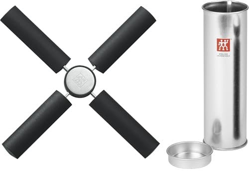 ZWILLING Doppelter faltbarer Untersetzer, silber-schwarzes Silikon mit Aufbewahrungsdose