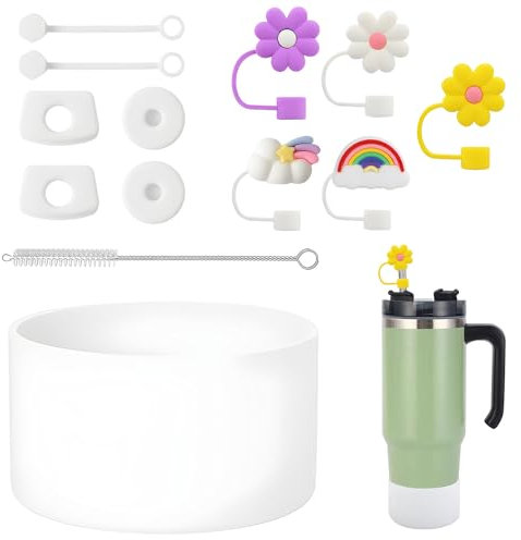 Stanley Cup Zubehör Set inkl. 5pcs Strohhalm Abdeckung für 9-10mm Strohhalme 6pcs Silikon-Auslaufschutz 1 Strohbürste 1 Silikonhülle für Stanley Cup Quencher 40/30 Oz(1,2L/850ml) Tumbler(ohne Cups)