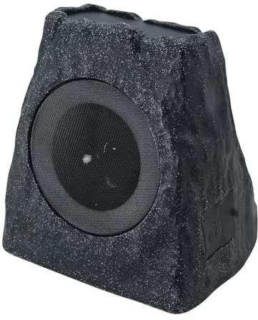 uuffoo Solar Powered Rock Speakers Water-Resistant Outdoor Patio Speaker USB Rechargeable with 3 Mode Lights and TWS Pair System for Pool Outside Garden (Black)
