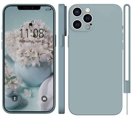 WXX für iPhone 12 Pro Hülle Silikon Case, Dünn Slim mit Microfiber, Kratzfeste Rundumschutz Case Hülle für iPhone 12 Pro 6.1'' Grau Blau