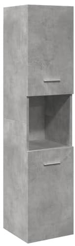 vidaXL Mobile Pensile da Bagno Grigio Cemento 30x30x130cm Truciolato