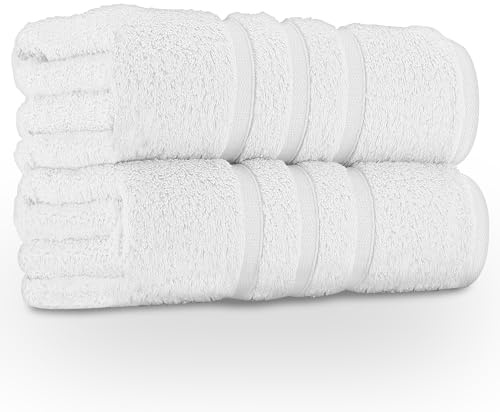 GC GAVENO CAVAILIA Premium Jumbo Bath Sheet 2 Pack - 100% Ring Spun Cotton Towels Bath Sheet - Highly Water Absorbent & Quick Dry Extra Large Bath Sheets - Soft Hotel Quality Bath Towel - White