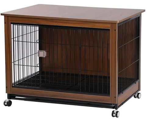 Möbel-Hundebox, Eck-Hundekäfig Mit Stauraum Und Umlenkrolle,Hundehütte Im Holzmöbel-Stil,Hundebox Mit Herausnehmbarem Tablett,Kaubeständige Hundehütte For Den Innenbereich For Haustiere Unter 25 Pfund