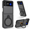 YINLAI für Samsung Galaxy Z Flip 4 5G Hülle Kompatibel mit Magsafe mit Ständer,HandyHülle Magnetisch mit 360° Ring Translucent Matt Stoßfest Case Schutzhülle für Samsung Galaxy Z Flip 3 6.7,Schwarz