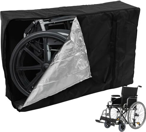 Funda para silla de ruedas, bolsa de viaje con ruedas para andador plegable, 110 x 74 x 28 cm, tela Oxford, bolsa plegable para silla de ruedas, impermeable, resistente al polvo, resistente al