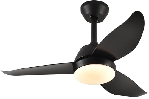 snsok Ventilador de Techo con Luz Silencioso, Motor DC, 6 Velocidades, 3 Colores, Temporizador, Modo Brisa Natural, Doble Altura - Ideal para Verano e Invierno (Negro, 92 CM)