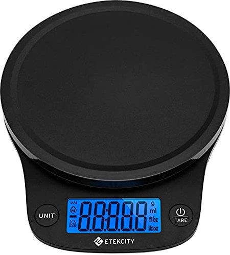 Etekcity Küchenwaage, Küchenwaage digital 0,1g genau, 5kg Waage Küchenwaage, Großes LCD-Display, Präzisionswaage mit Tare-Funktion, Waage Küche zum Lebensmittel Schmuck
