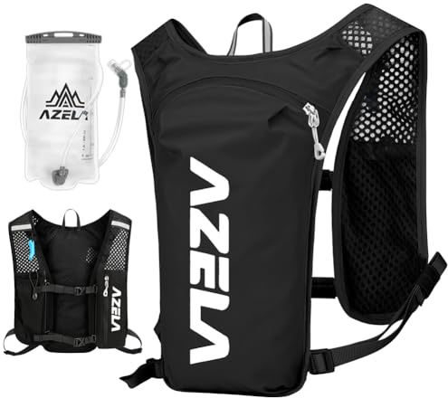 Flintronic Zaino Idrico Ultraleggero da 1,5 L con Vescica Acqua, Gilet da Corsa Traspirante con Sacca Idrica, Zaini da Corsa Impermeabili Regolabili con Strisce Riflettenti