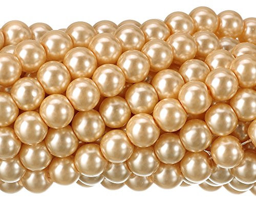 200Pcs Glass Pearl Round Beads Beading Jewelry Making 8mm Champagne