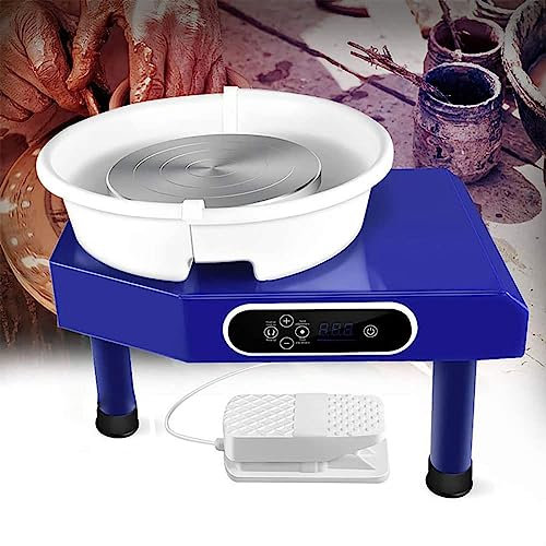 XRSMOU Tornio Elettrico per Ceramica, Macchina per Formare Ceramica Pesante, con Pedale, Schermo Touch LCD, per Principianti (Blue)
