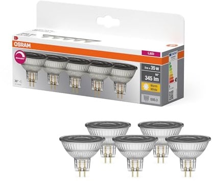 Osram LED Spot Lampe Base MR16 5W 827, 2700K warmweiß, GU5.3, 36°, 345 lm, Niedervolt, quecksilberfrei