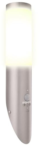 Lunartec Außenleuchten E27: 1-flammige Außen-Wandlampe mit Bewegungssensor, E27, Edelstahl, IP65 (Wandleuchte außen Bewegungsmelder, Wandleuchte, Sensor)