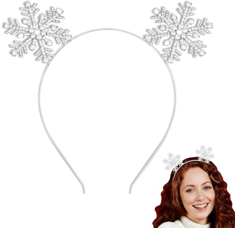 Serre Tete Noel, Serre-tête Flocons de Neige, Bandeau Noel Femme, Strass Argenté Serre Tête, pour Noël des Femmes, Fêtes D'hiver, Accessoires de Costumes (B, standard)